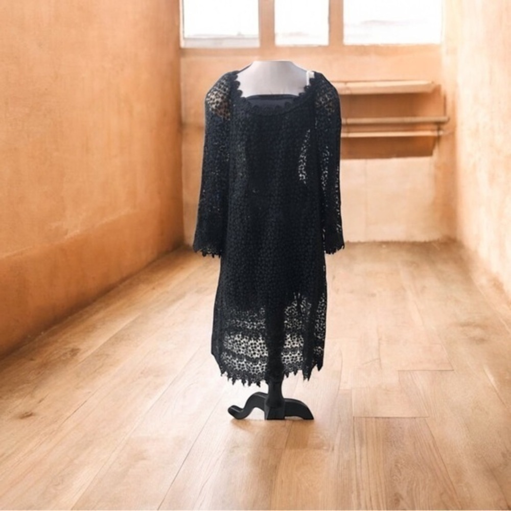 Black lace crochet dress size L